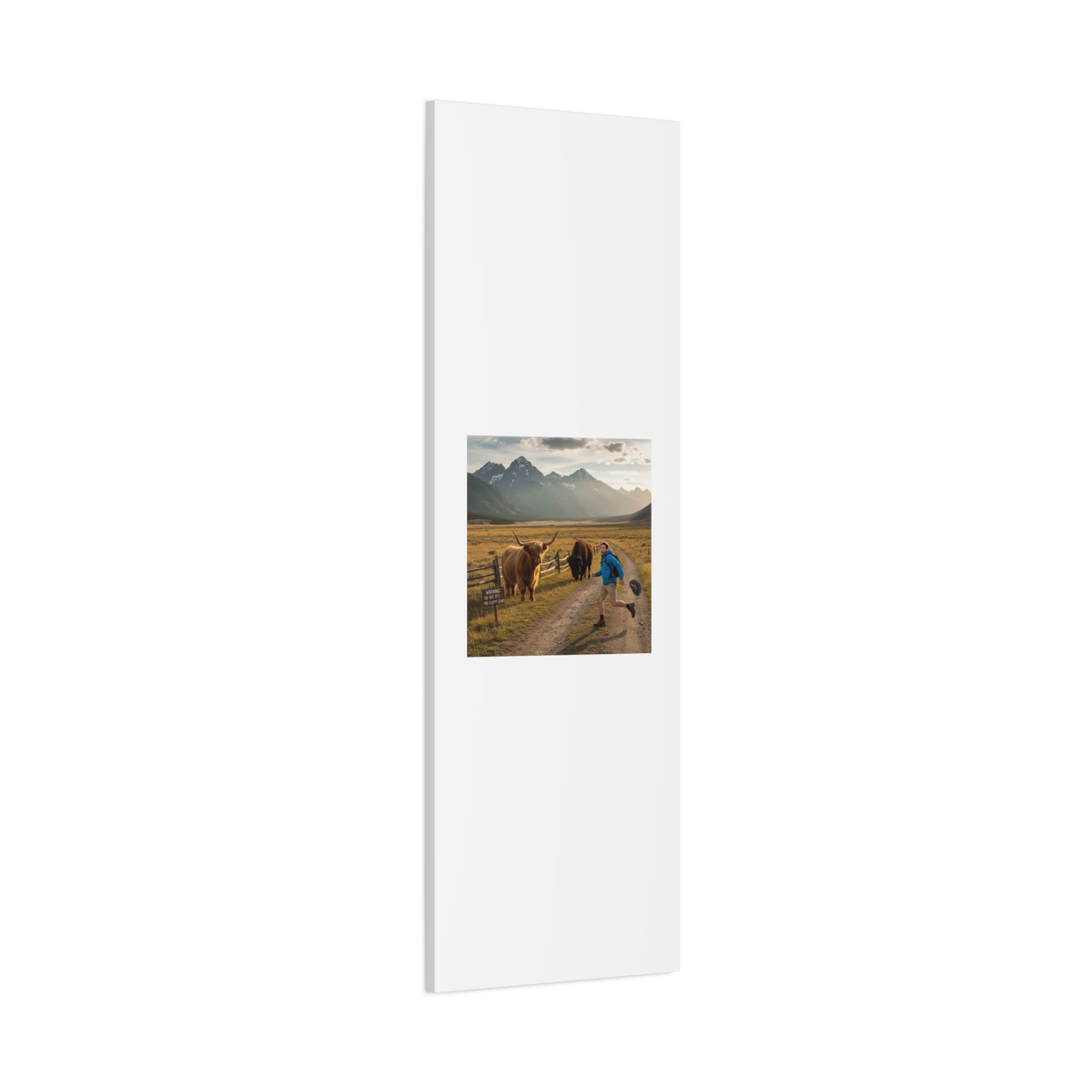 Chased by a Buffalo Canvas | wholesome sarcasm print, soft humor wall art