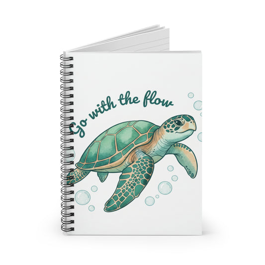 Sea Turtle Spiral Notebook — "Go With the Flow" Ruled Journal