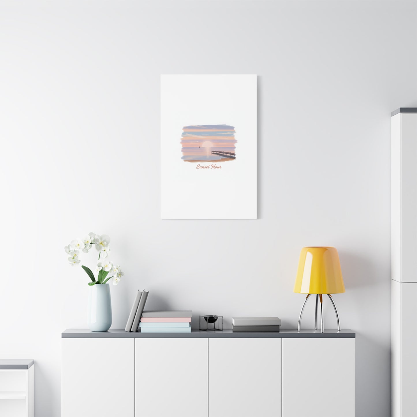 Sunset Hour Canvas, Matte Stretched 1.25" | Minimal Luxe Gold Accent
