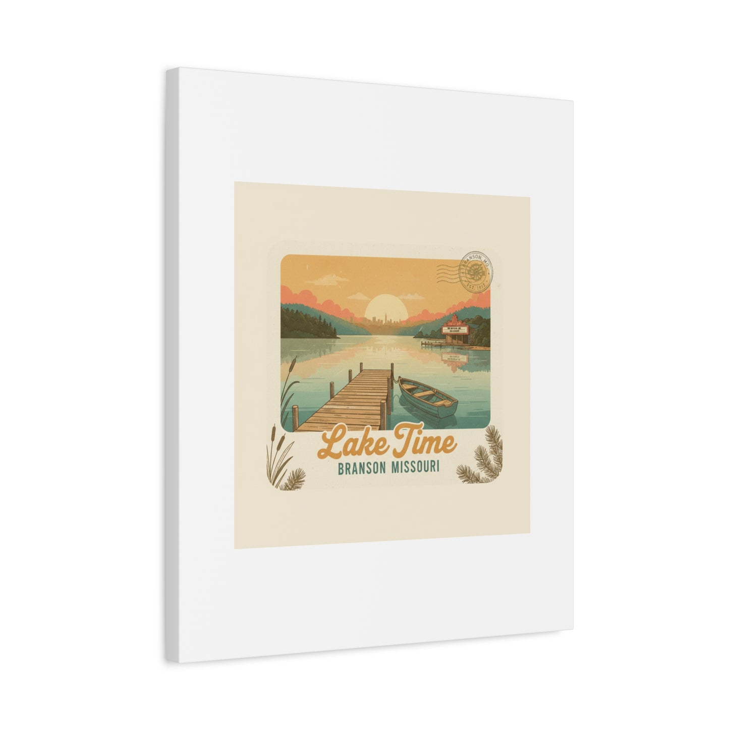 Vintage Postcard Canvas Lake Time Print