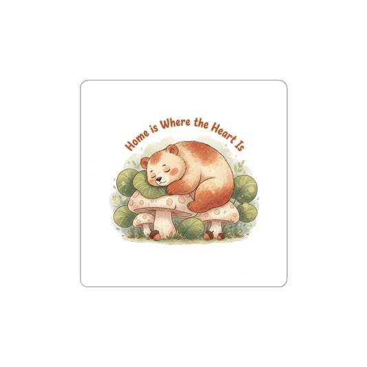 Cozy Sleeping Bear Sticker | cute critter sticker, winter forest art