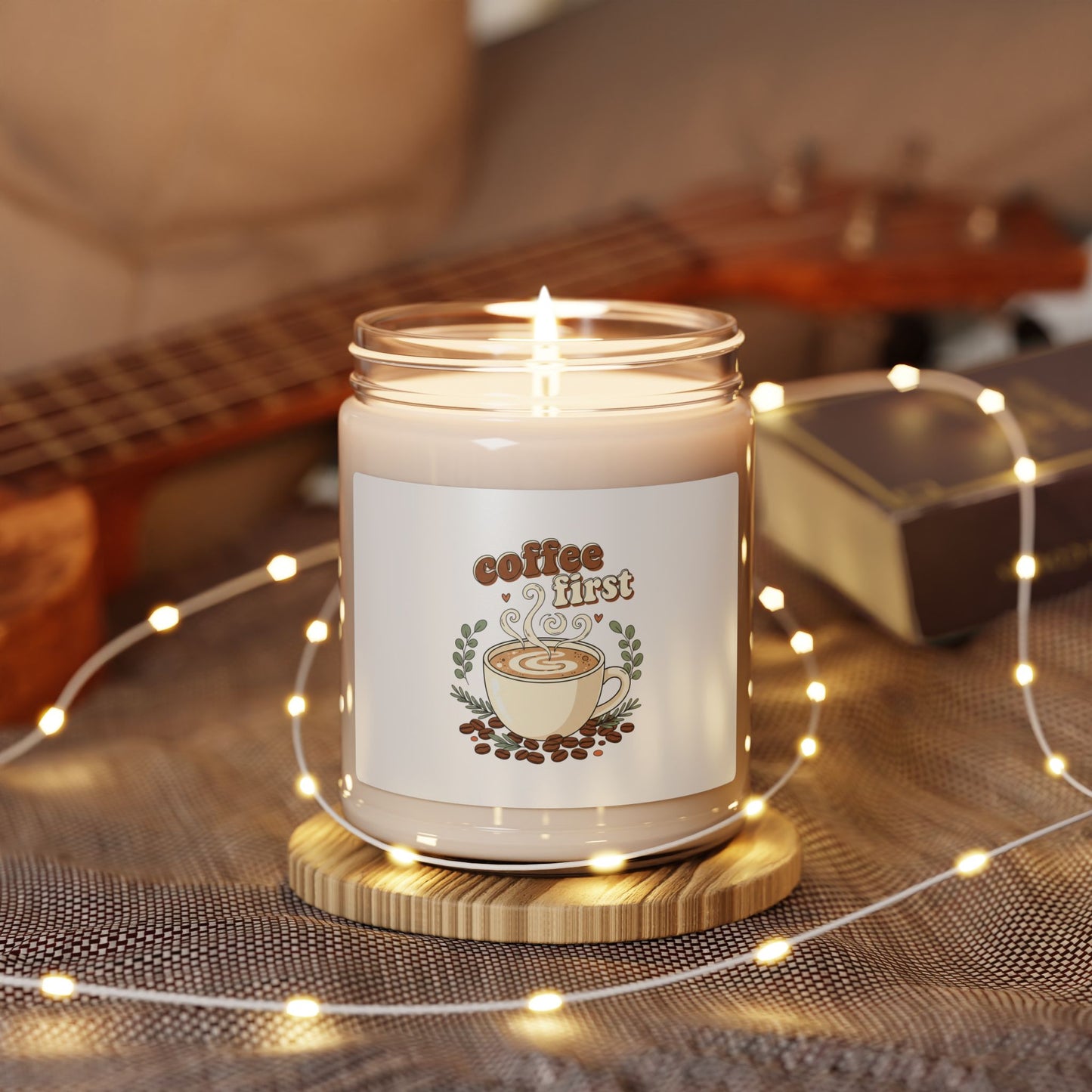 coffee first Soy Candle | coffee aesthetic, latte art design