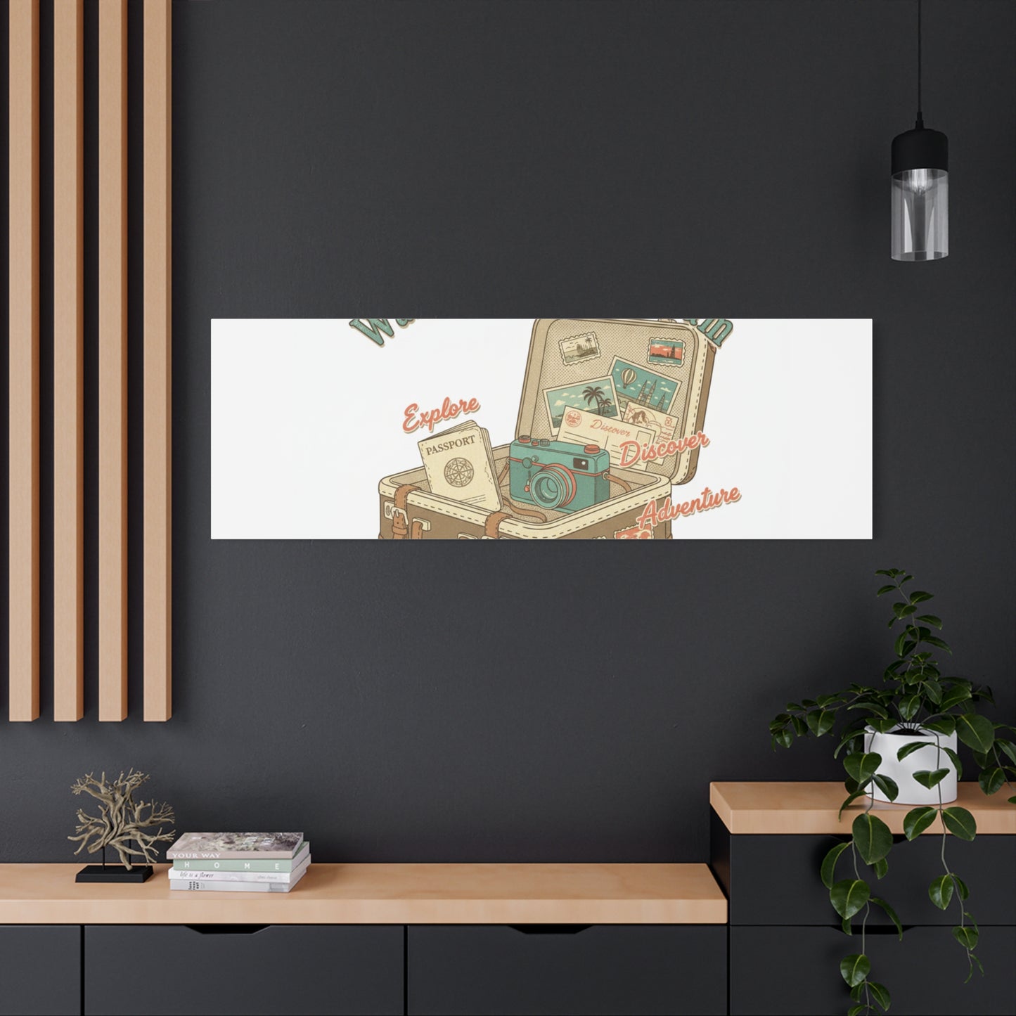 Wanderlust Daydream Travel Postcard Canvas | Retro Travel Stamp Decor