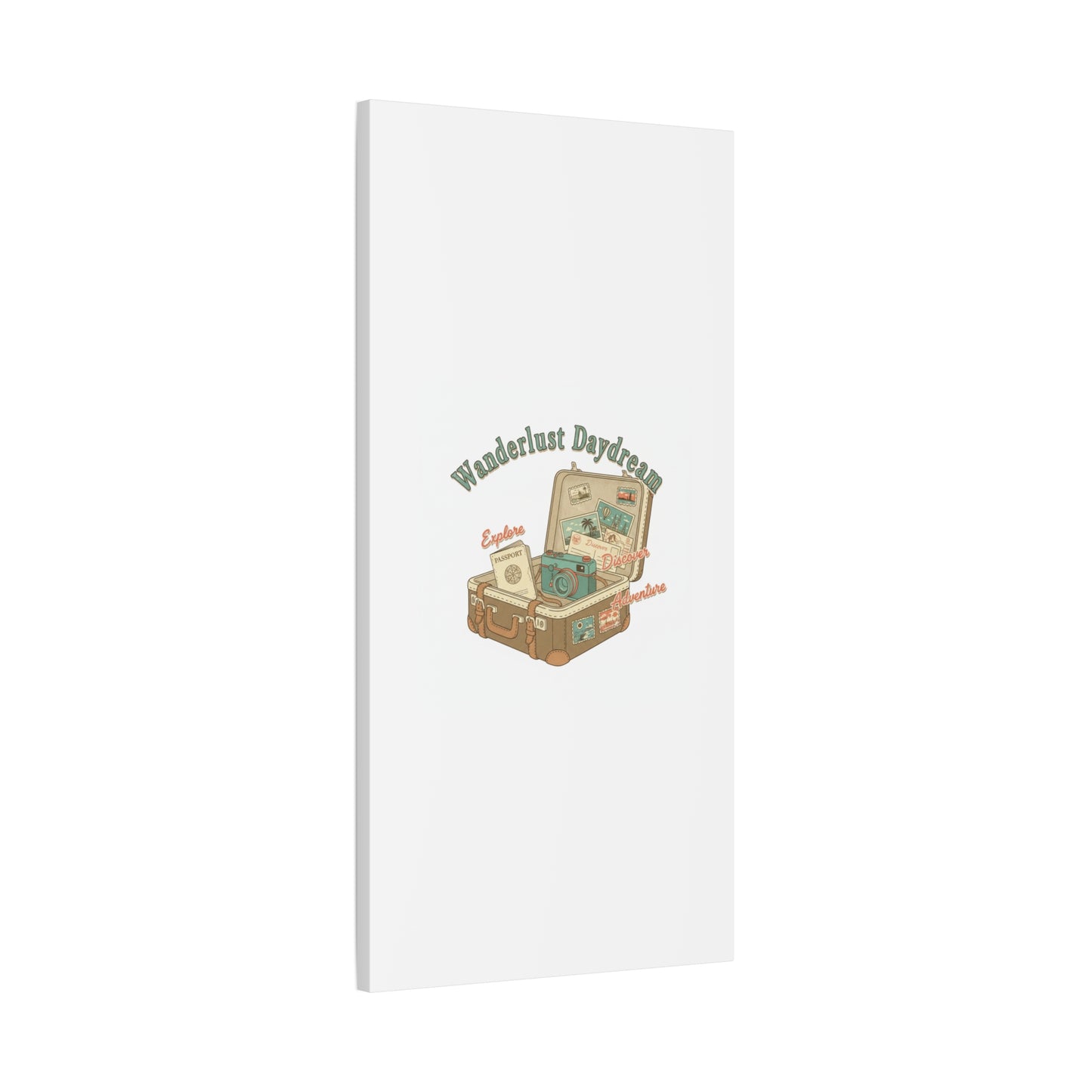Wanderlust Daydream Travel Postcard Canvas | Retro Travel Stamp Decor