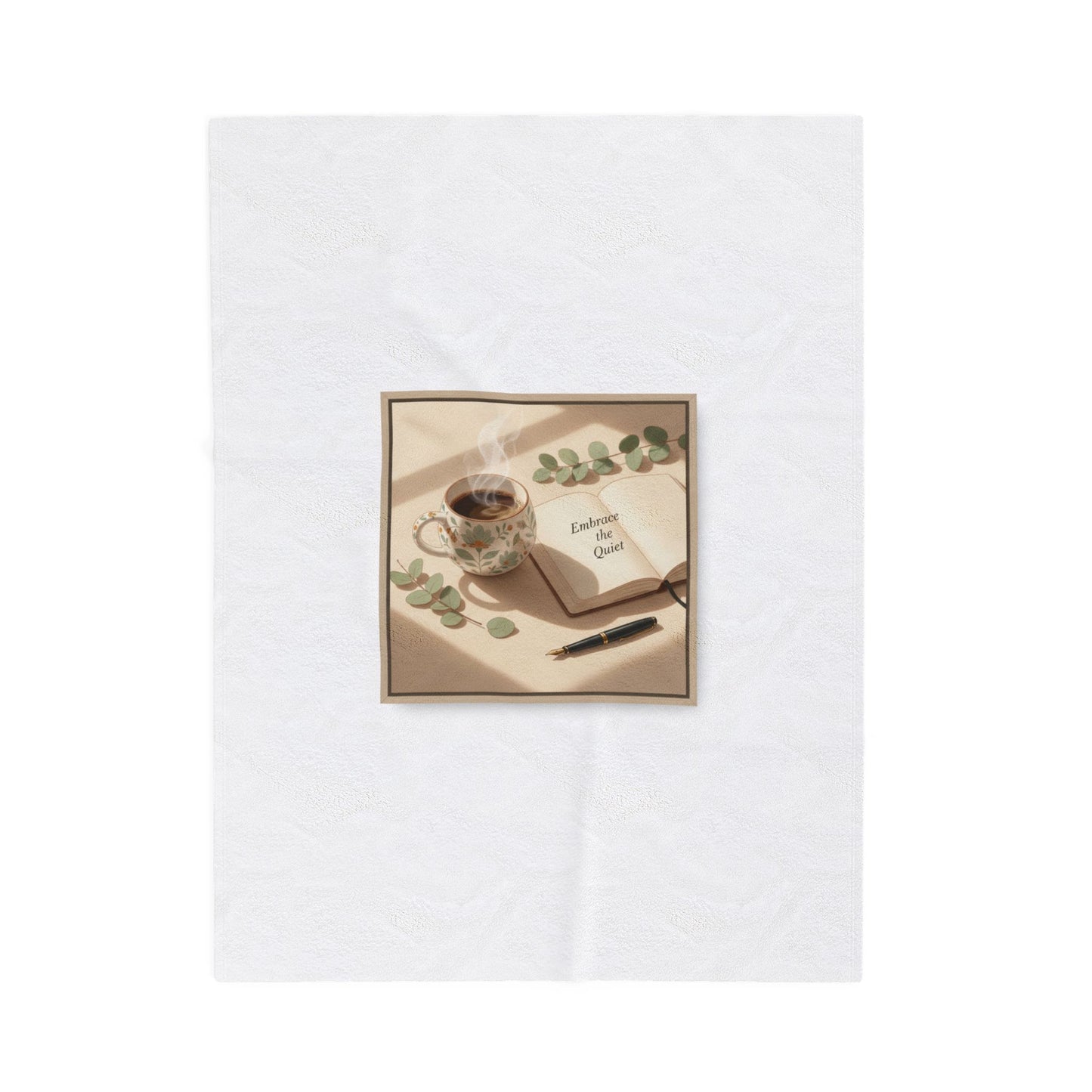 quiet mornings journal art Velveteen Plush Blanket | sunrise decor, hygge kitchen print