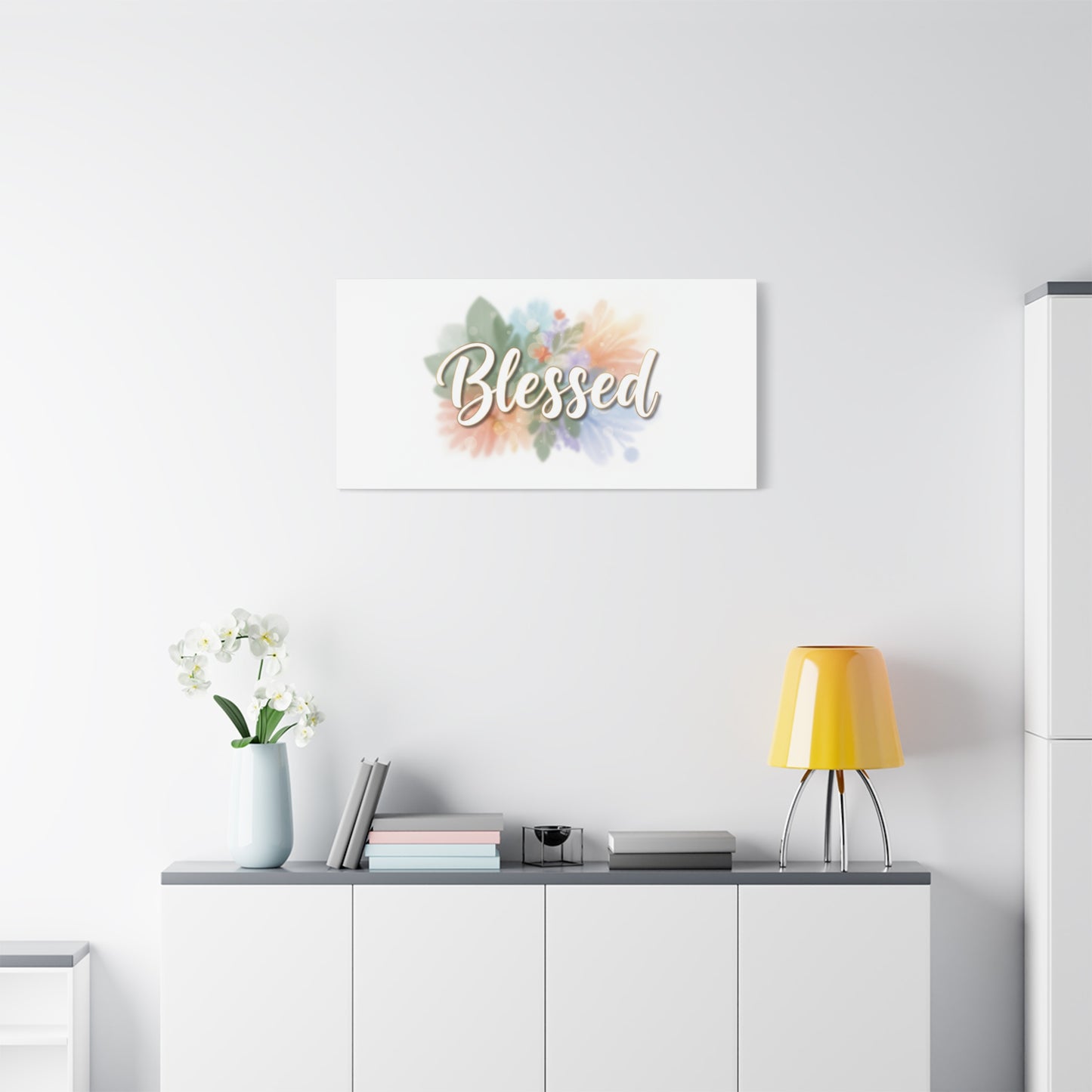 Blessed Floral Script Canvas