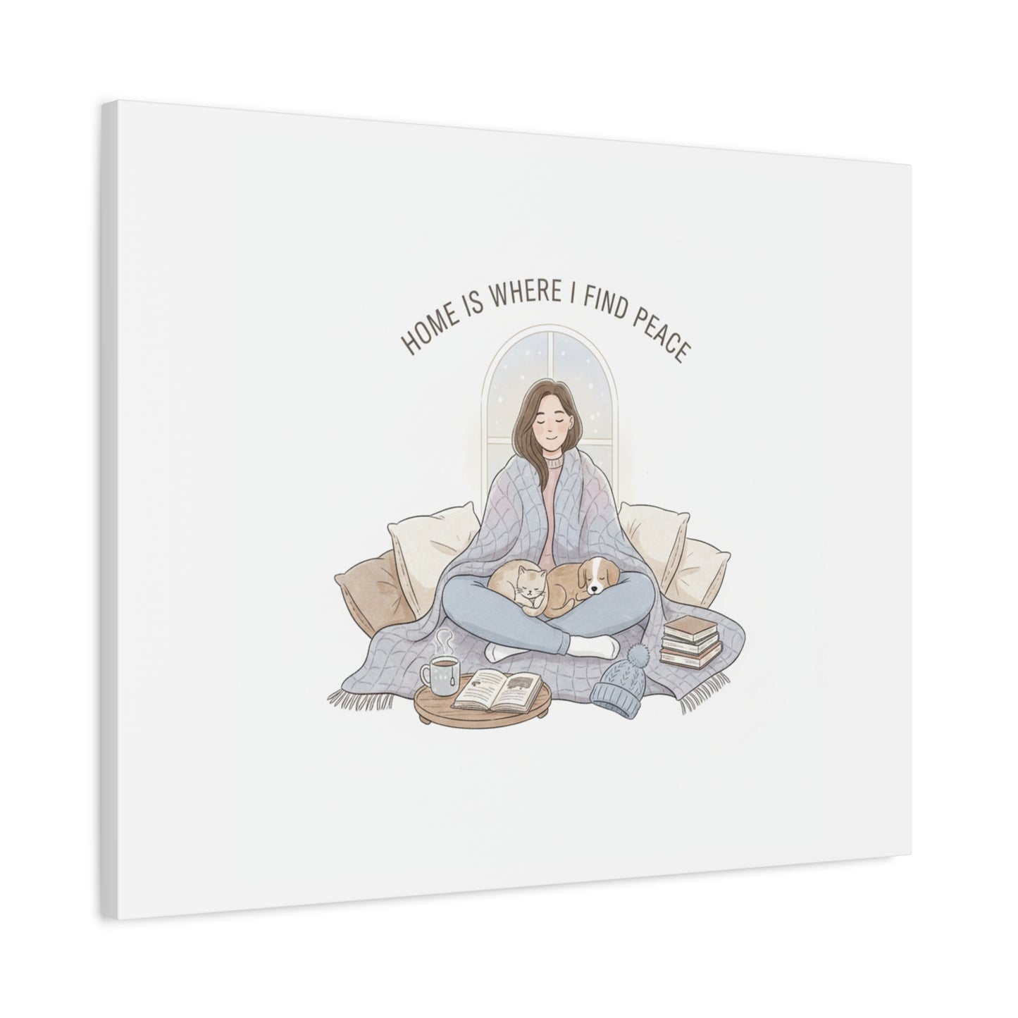 Home Is Where I Find Peace Canvas | Cozy Homebody Wall Art, Introvert Winter