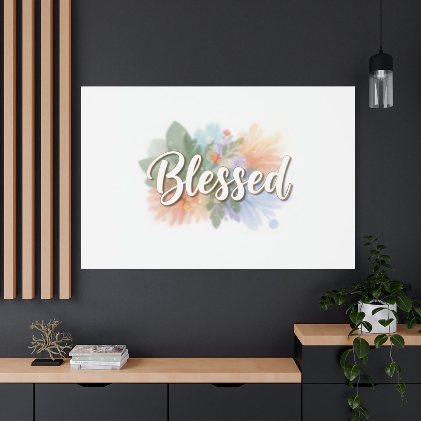 Blessed Floral Script Canvas