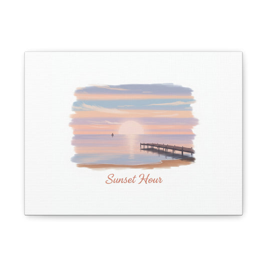 Sunset Hour Canvas, Matte Stretched 1.25" | Minimal Luxe Gold Accent