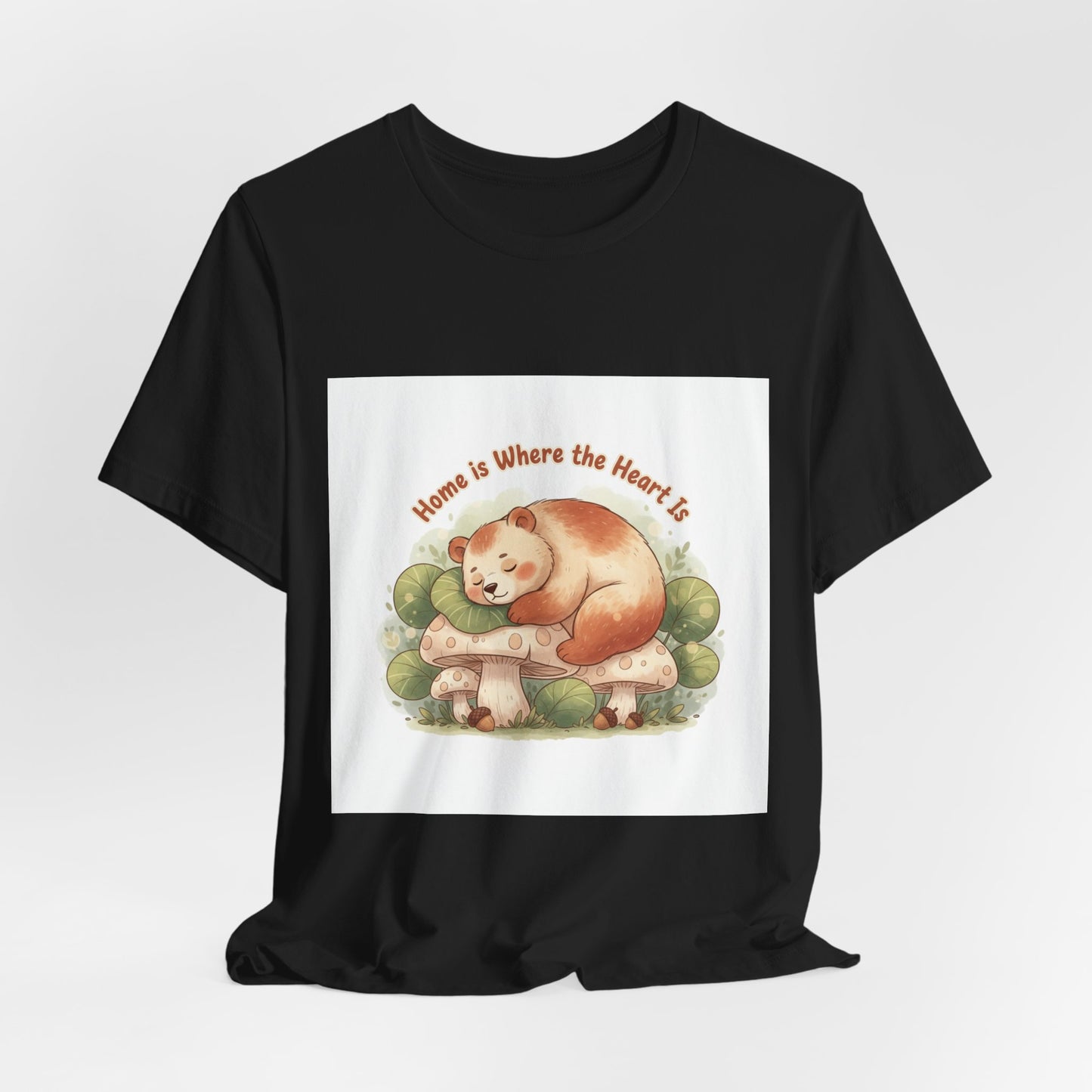 Cozy Sleeping Bear Illustration Tee | cute animal illustration, winter forest art