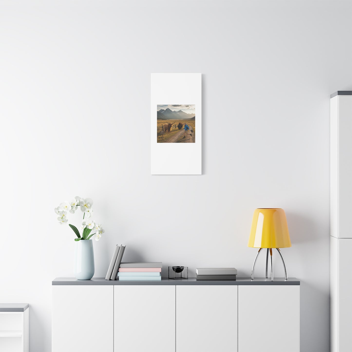 Chased by a Buffalo Canvas | wholesome sarcasm print, soft humor wall art