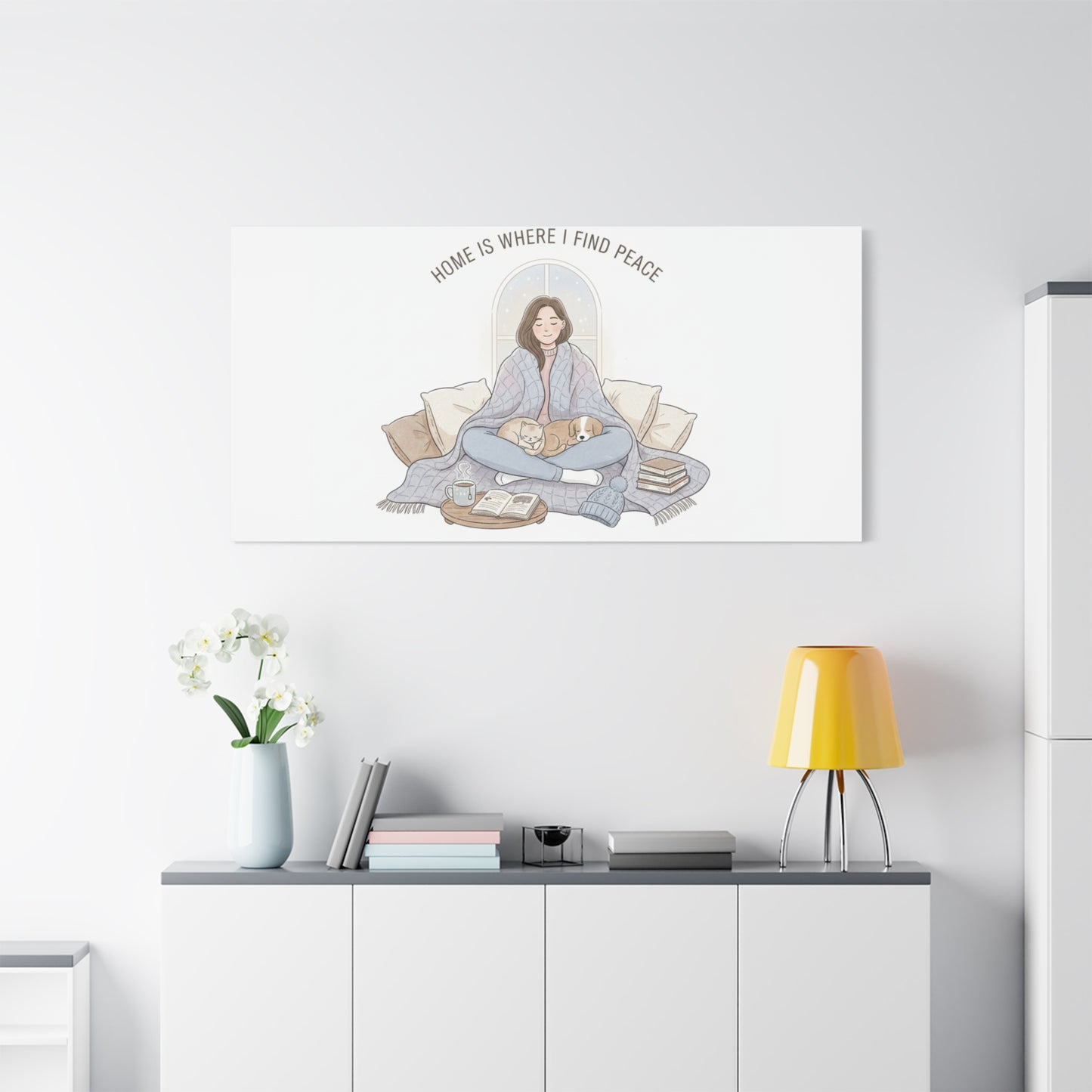 Home Is Where I Find Peace Canvas | Cozy Homebody Wall Art, Introvert Winter