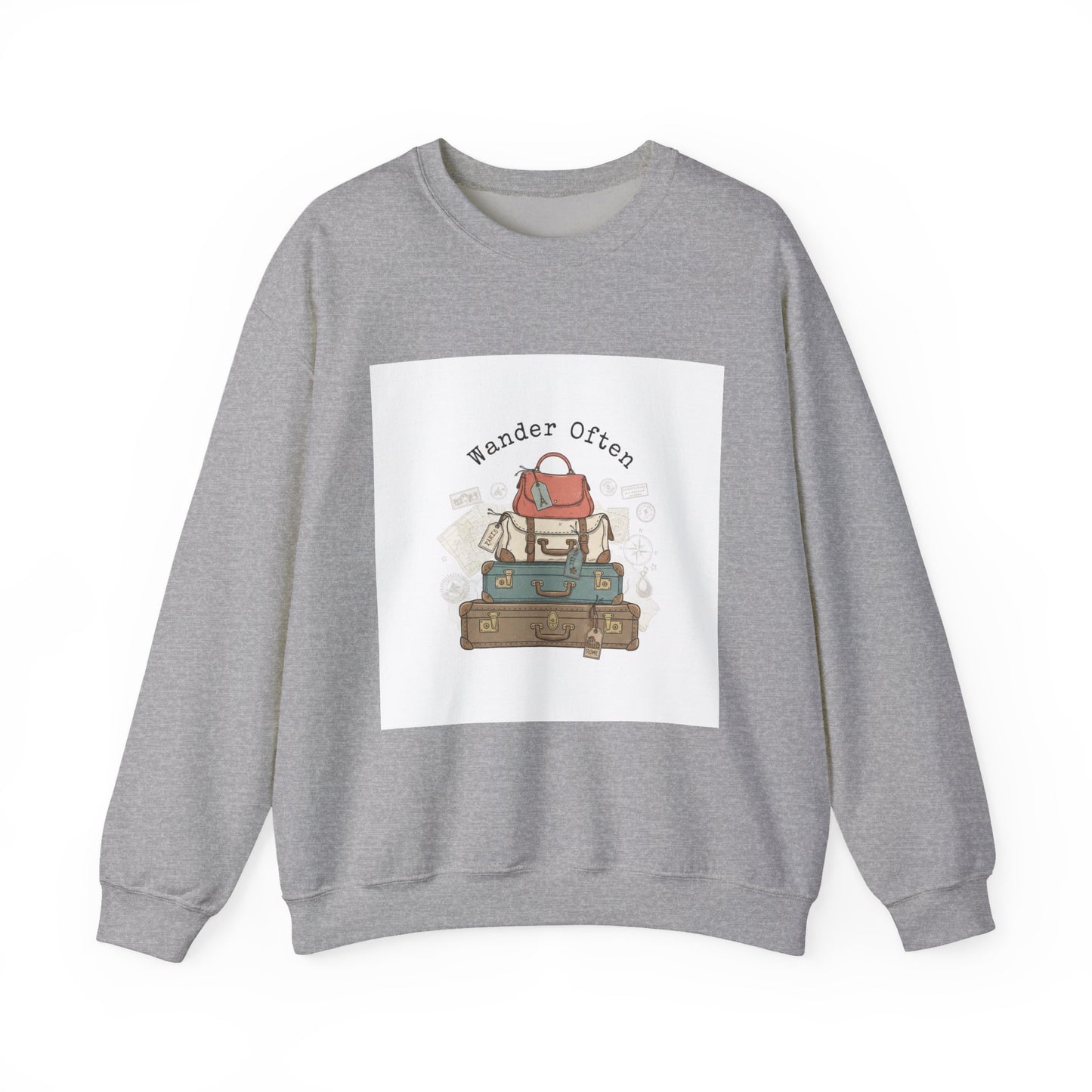 Wander Often vintage luggage stamp Sweatshirt | travel stamps, postcard vintage