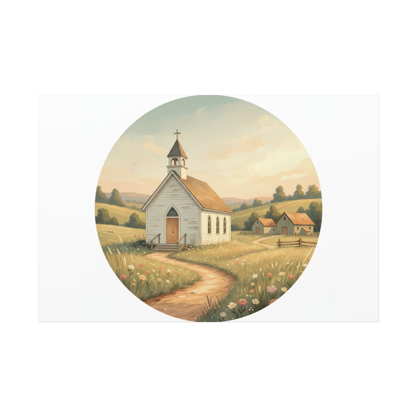 Country Church Matte Canvas, Stretched, 1.25"