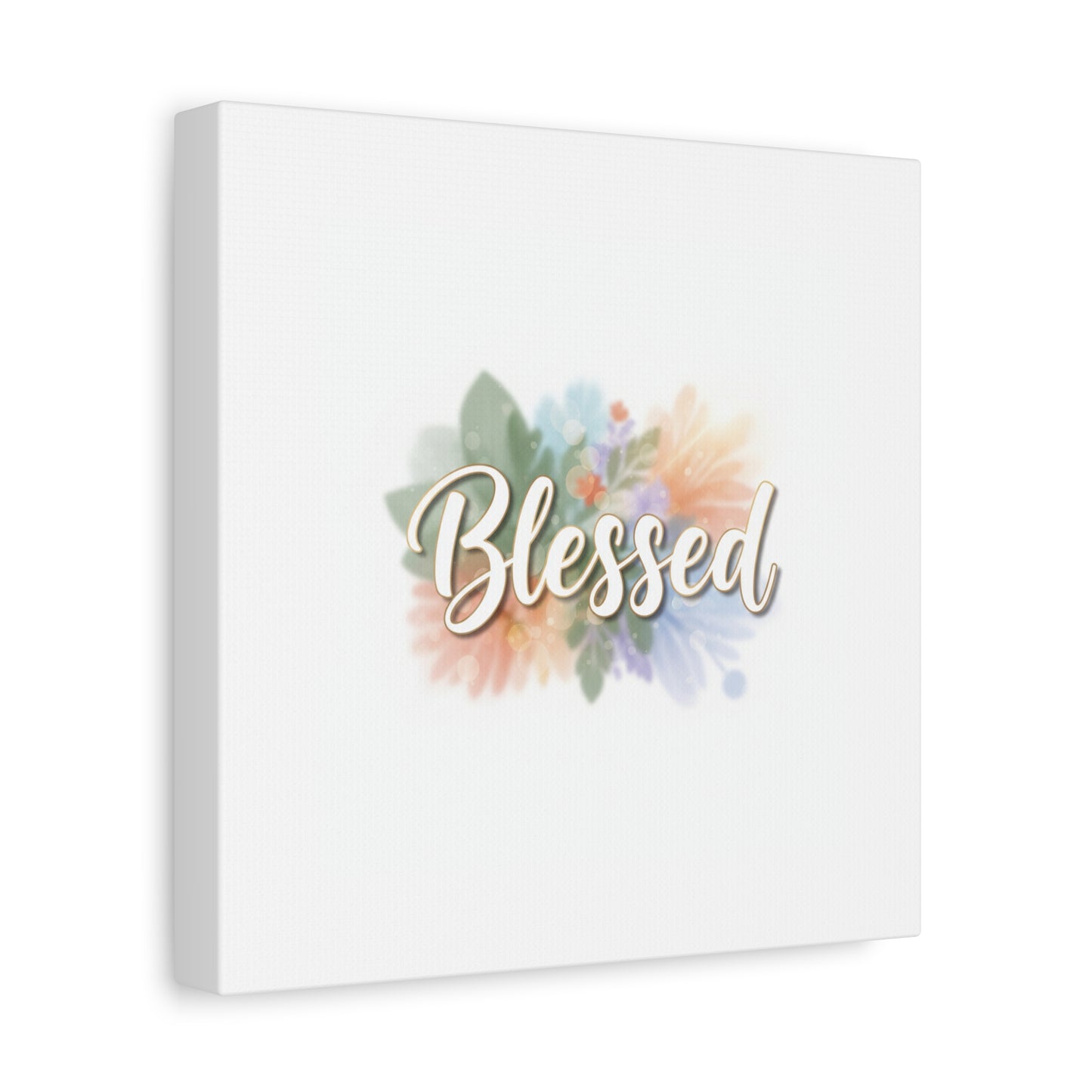 Blessed Floral Script Canvas