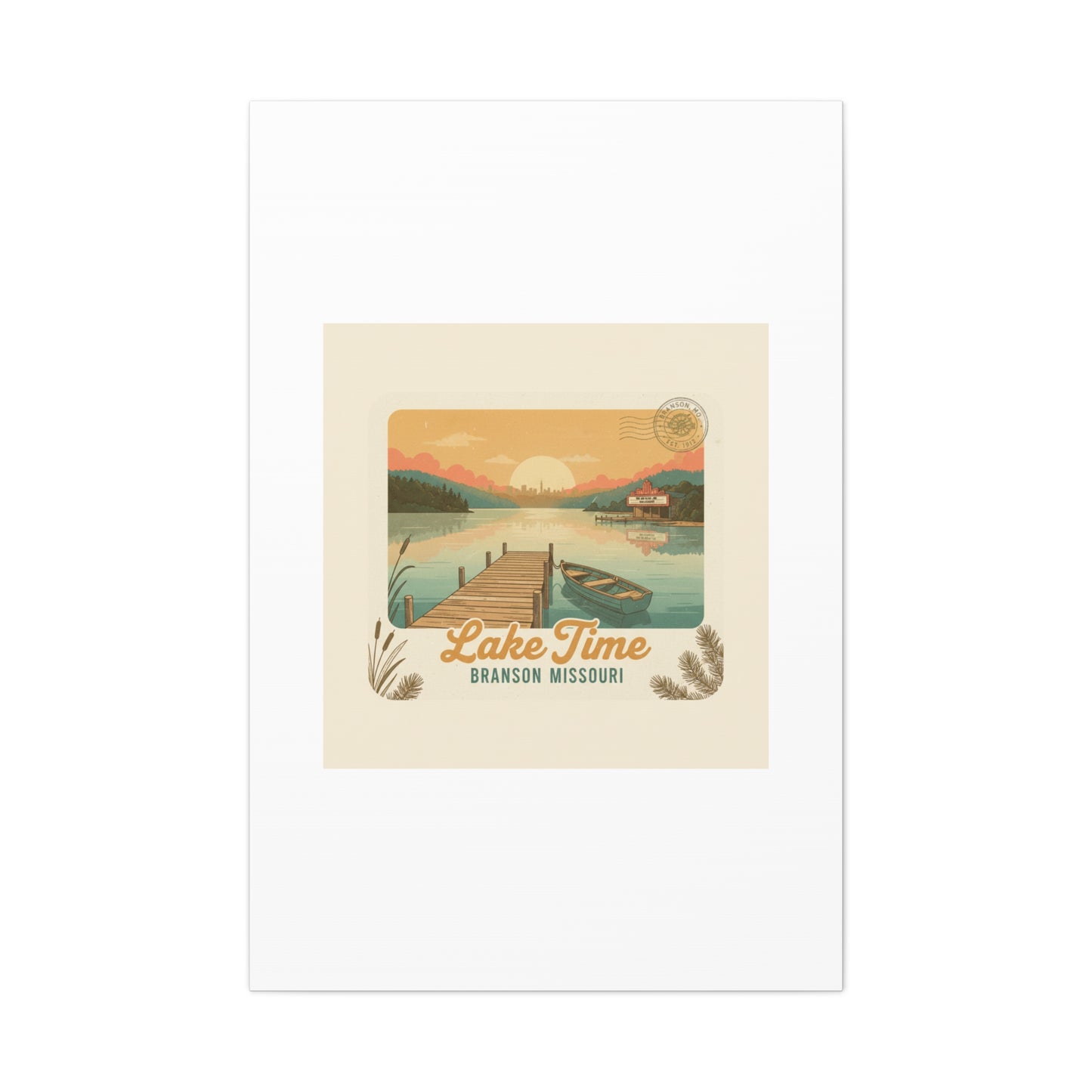 Vintage Postcard Canvas Lake Time Print