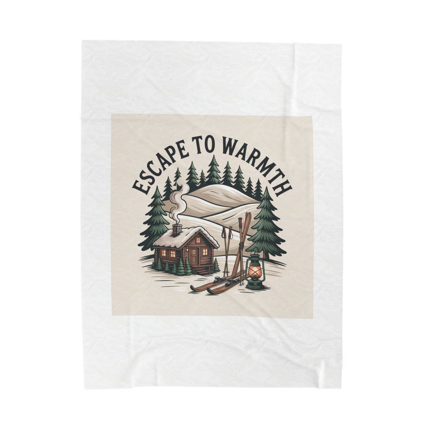 Escape to Warmth Cabin Blanket | cozy lodge aesthetic, mountain silhouette