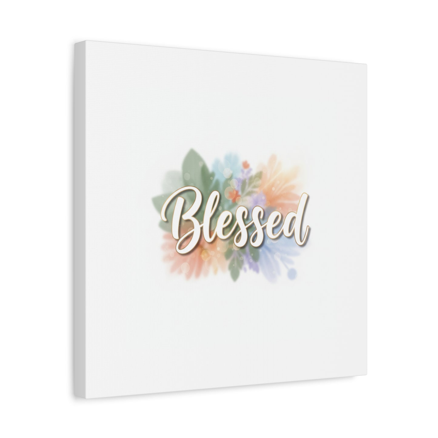 Blessed Floral Script Canvas