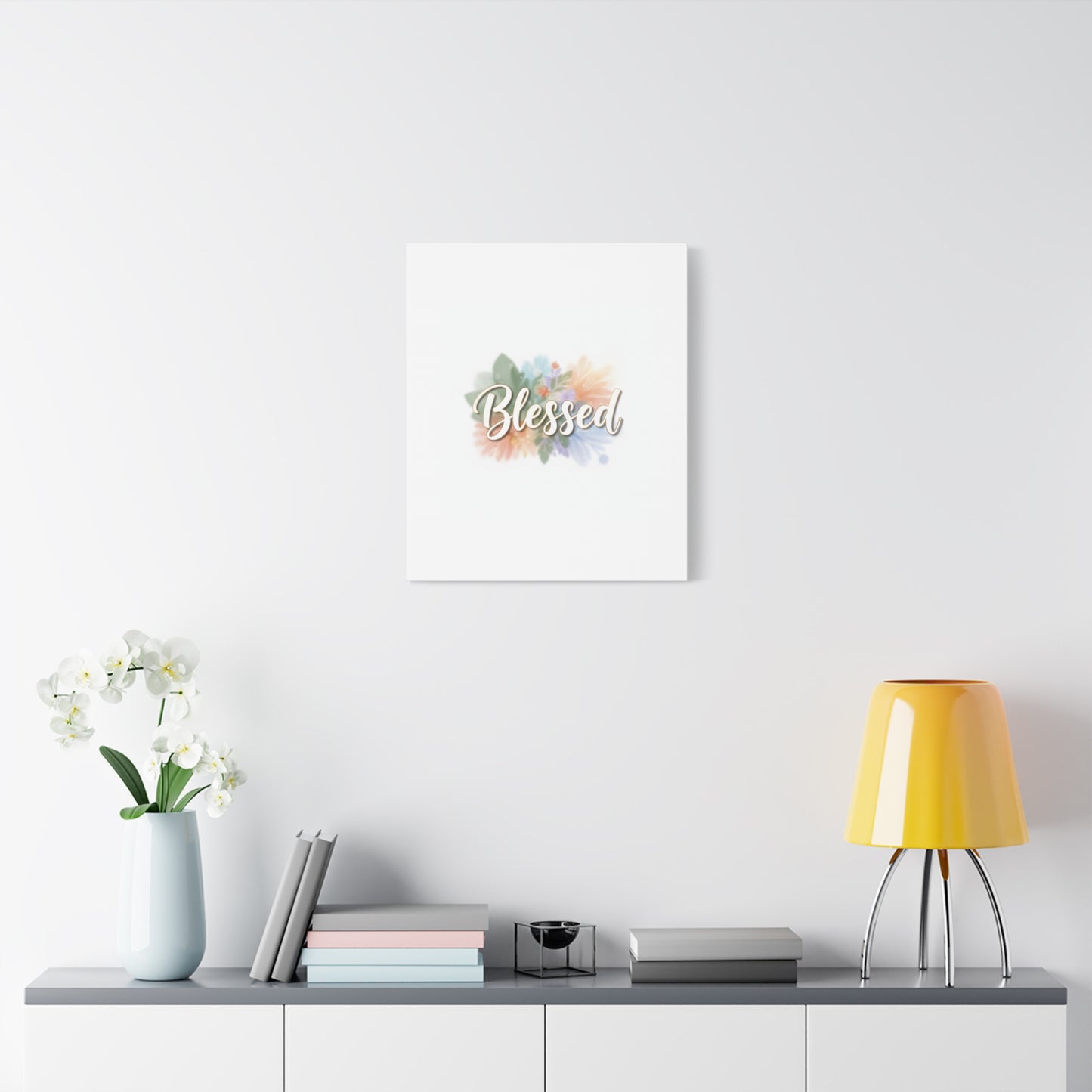 Blessed Floral Script Canvas