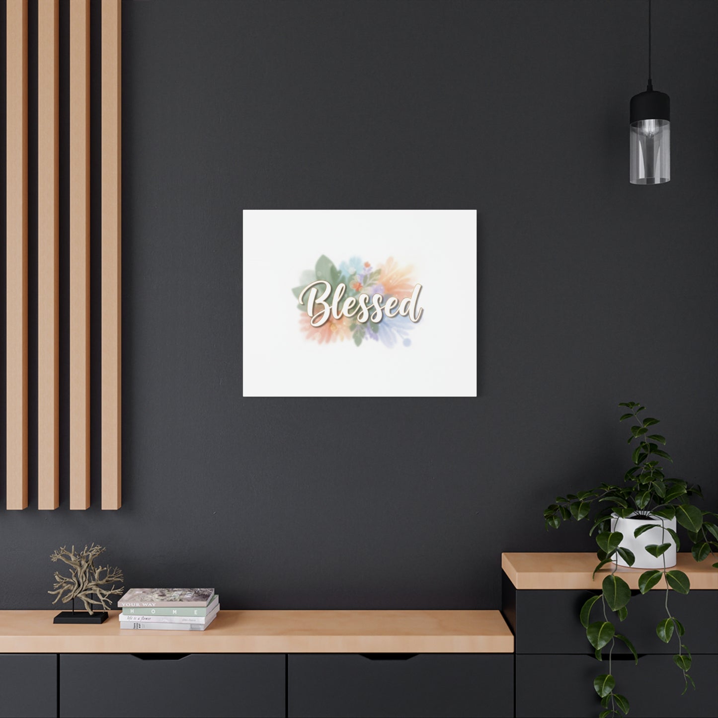 Blessed Floral Script Canvas