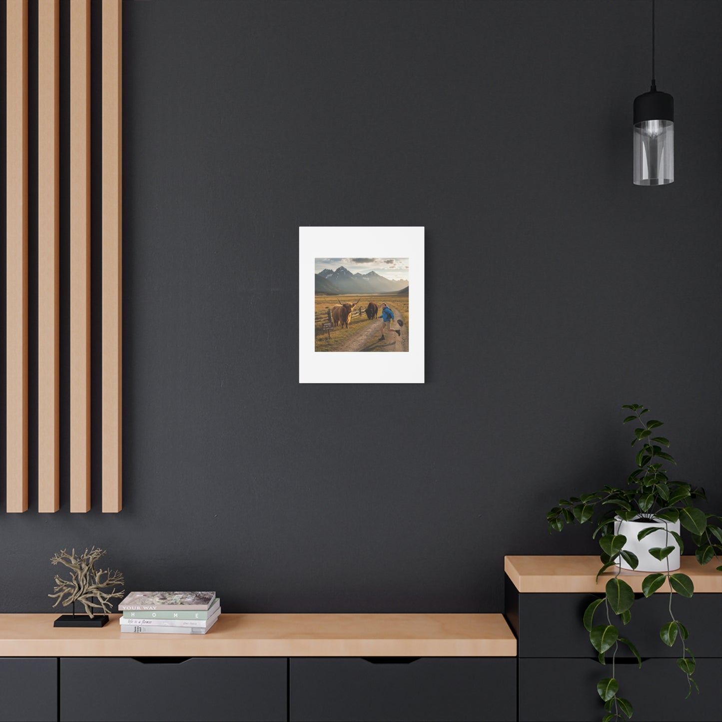 Chased by a Buffalo Canvas | wholesome sarcasm print, soft humor wall art