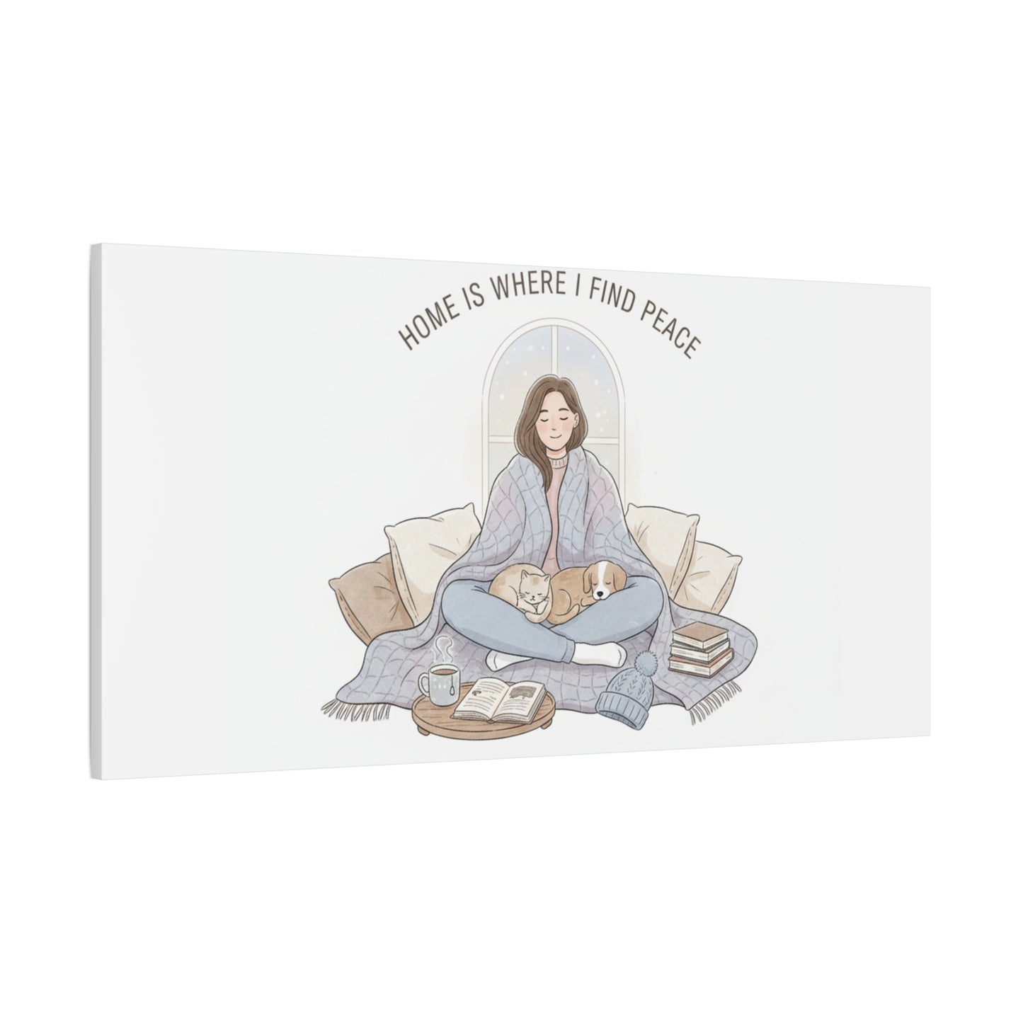 Home Is Where I Find Peace Canvas | Cozy Homebody Wall Art, Introvert Winter
