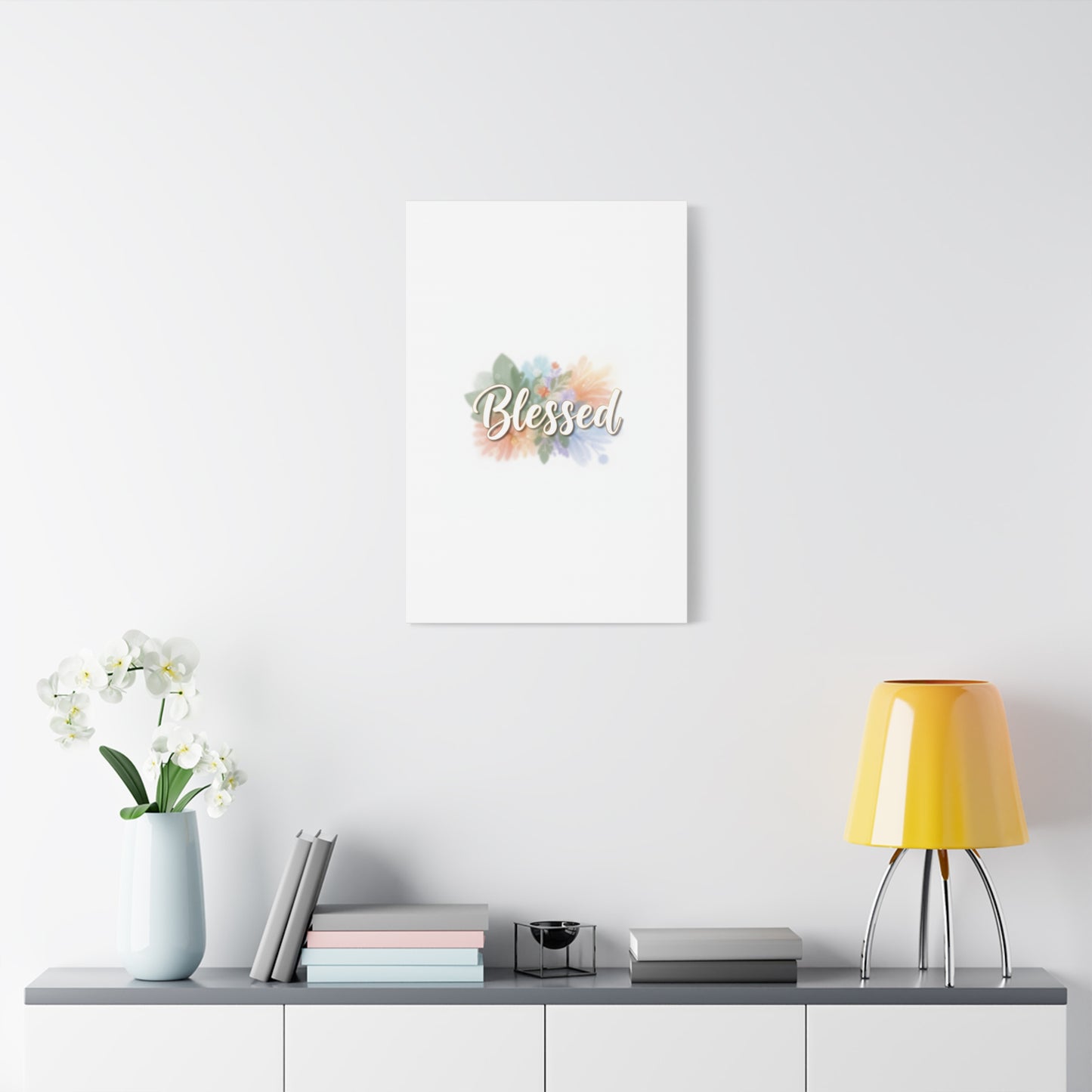 Blessed Floral Script Canvas