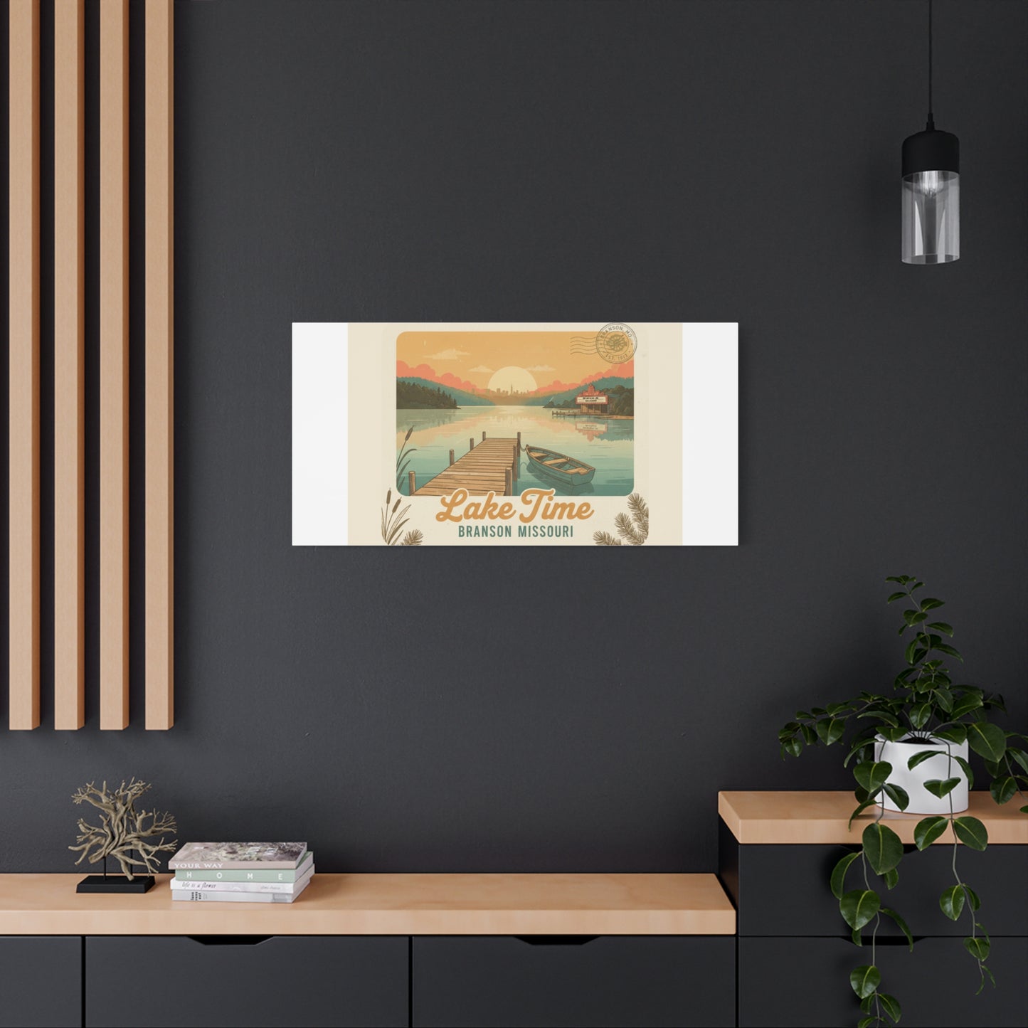 Vintage Postcard Canvas Lake Time Print