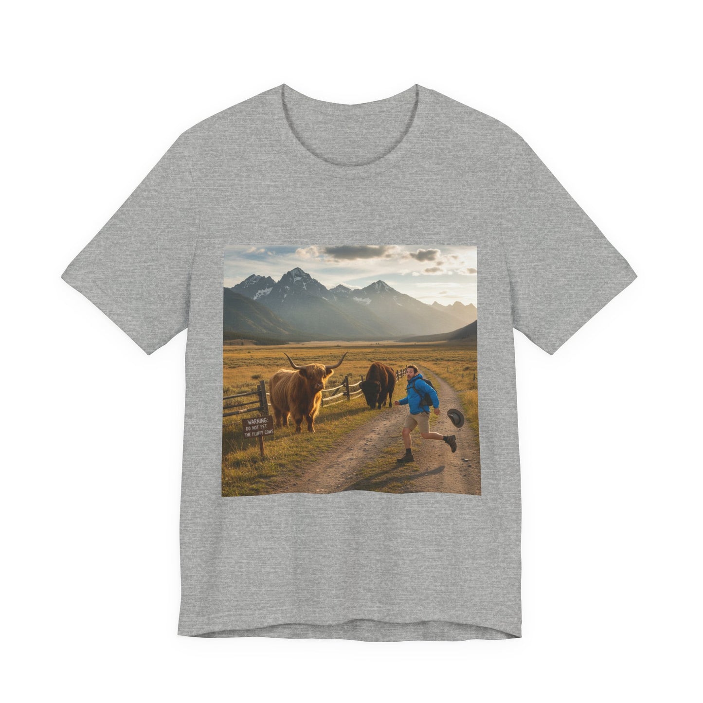Chased by a Buffalo tee | cute sarcasm shirt, friendly sarcasm design