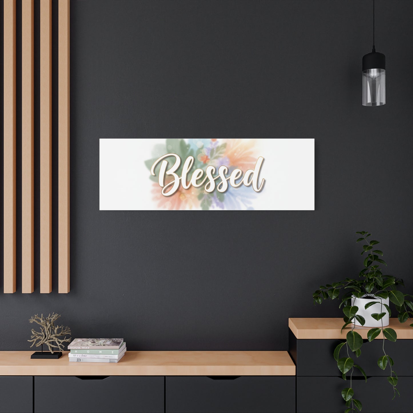 Blessed Floral Script Canvas