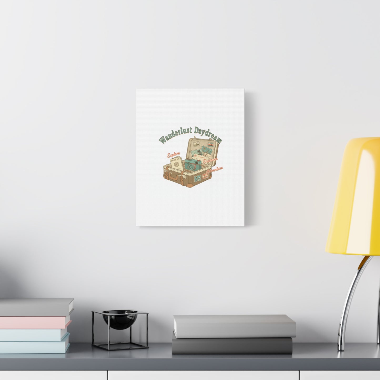 Wanderlust Daydream Travel Postcard Canvas | Retro Travel Stamp Decor