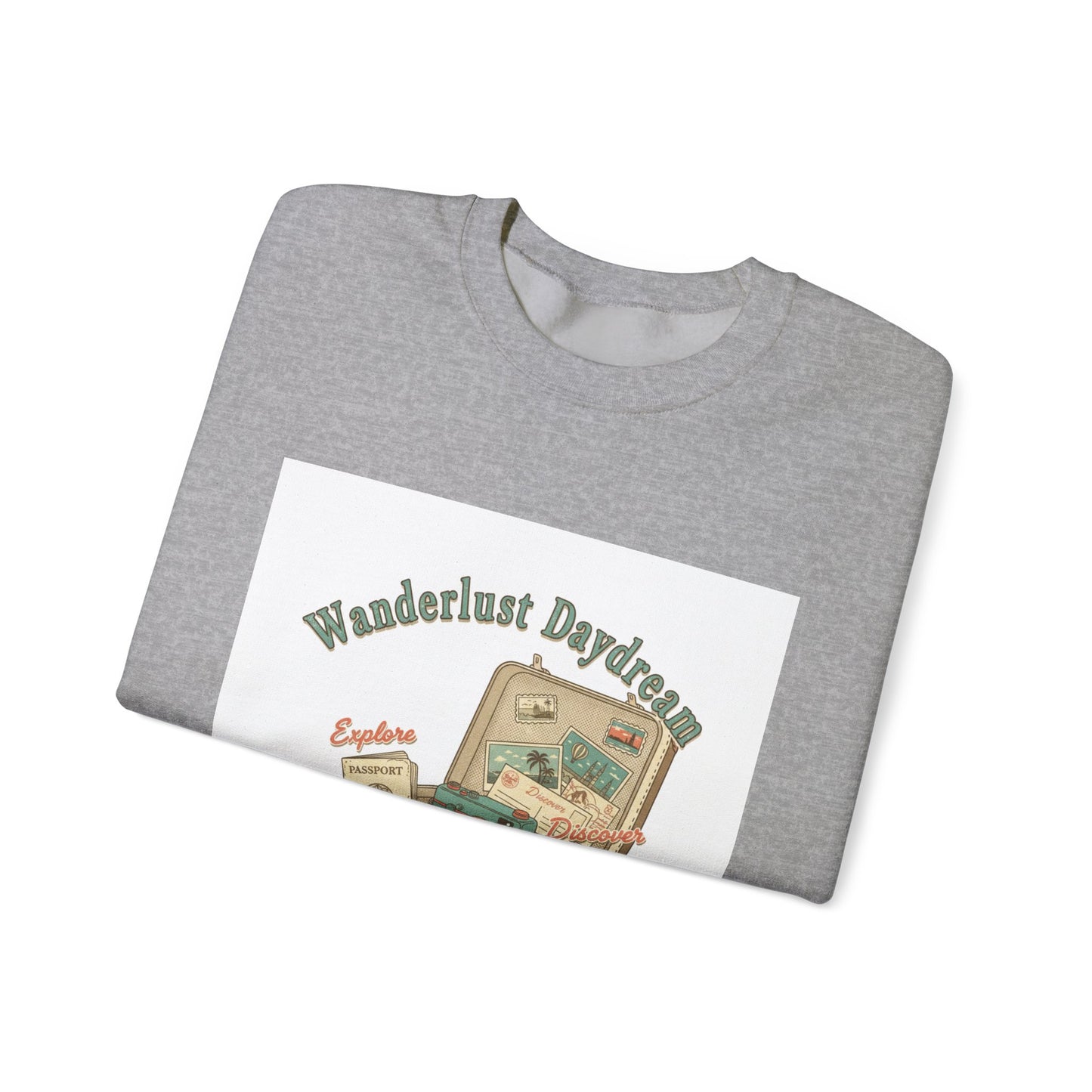 Wanderlust Daydreams suitcase illustration Sweatshirt | retro travel stamp, postcard vintage
