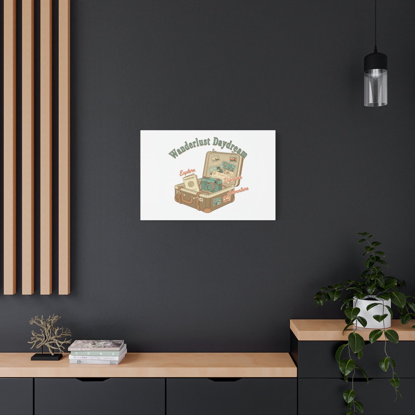 Wanderlust Daydream Travel Postcard Canvas | Retro Travel Stamp Decor