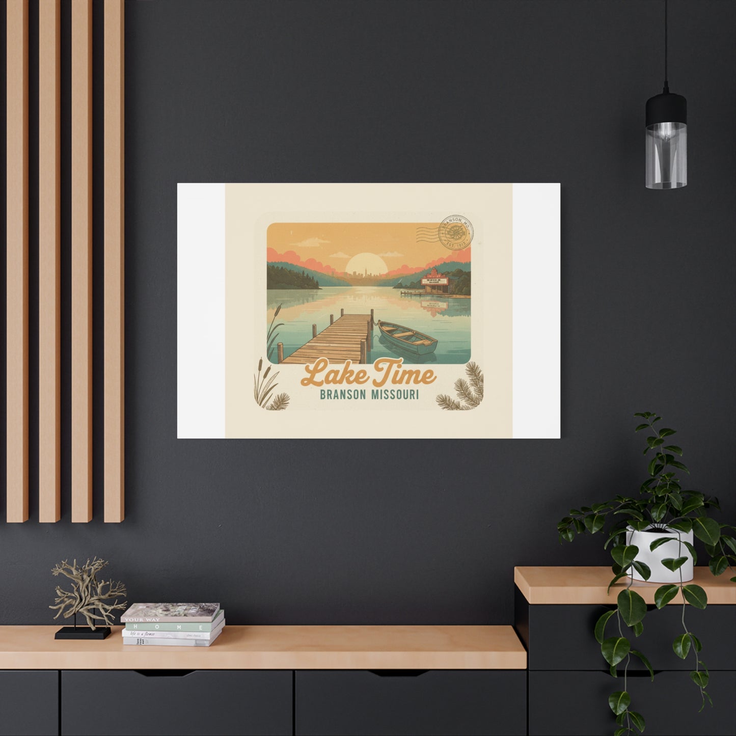 Vintage Postcard Canvas Lake Time Print