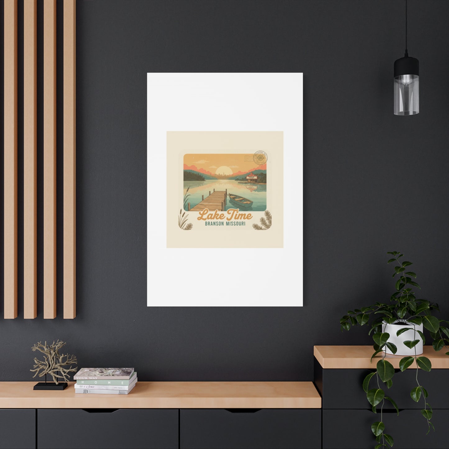 Vintage Postcard Canvas Lake Time Print