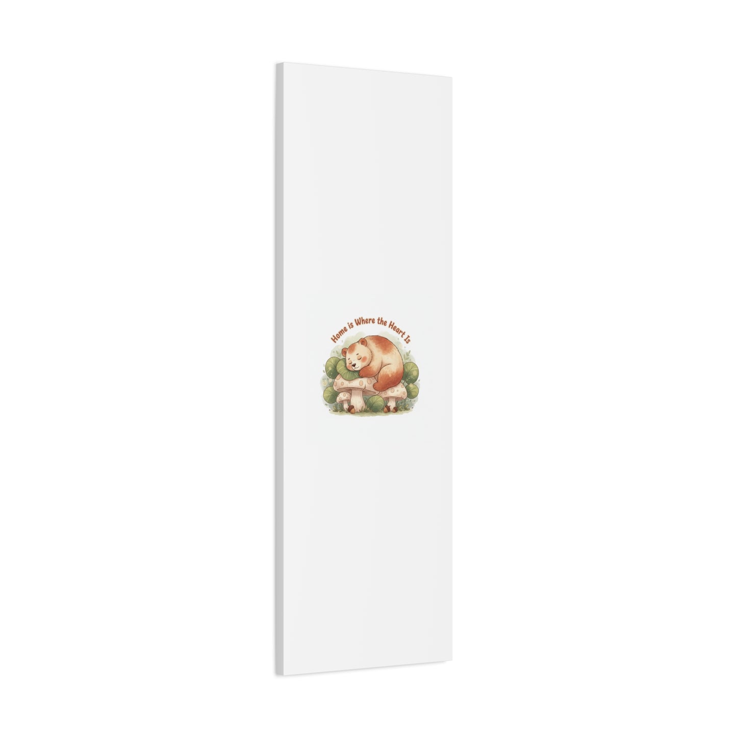 Cozy Sleeping Bear Canvas, winter forest art | cute animal illustration