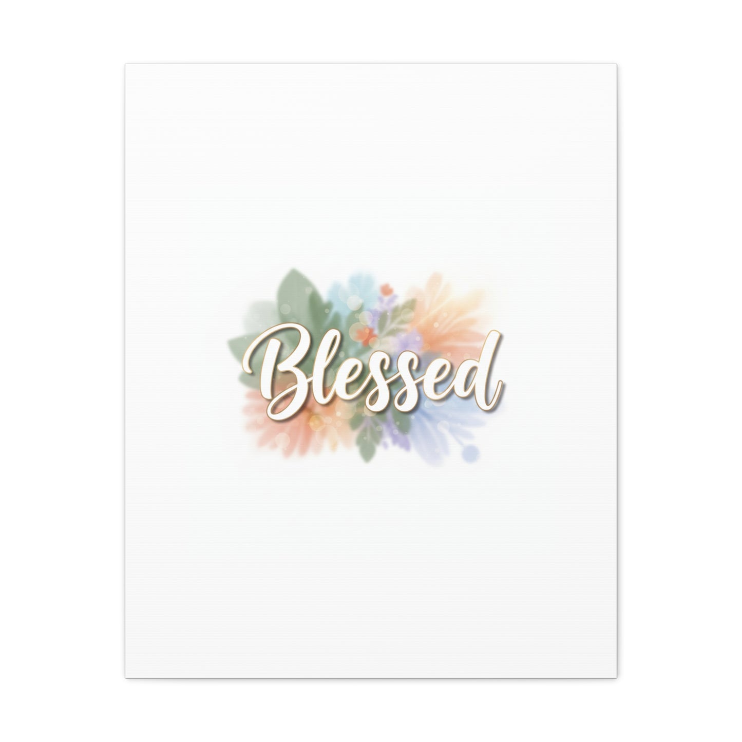Blessed Floral Script Canvas