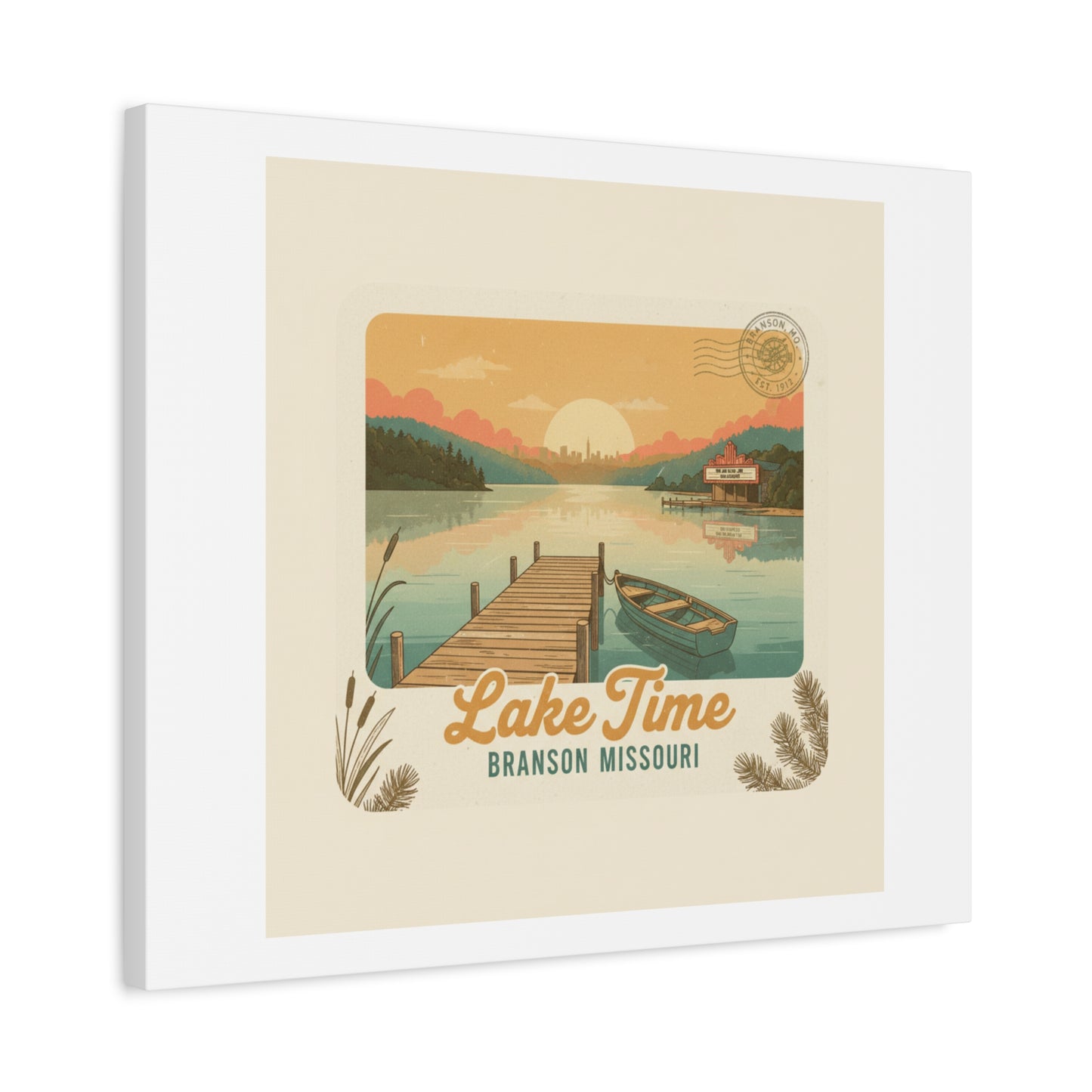 Vintage Postcard Canvas Lake Time Print