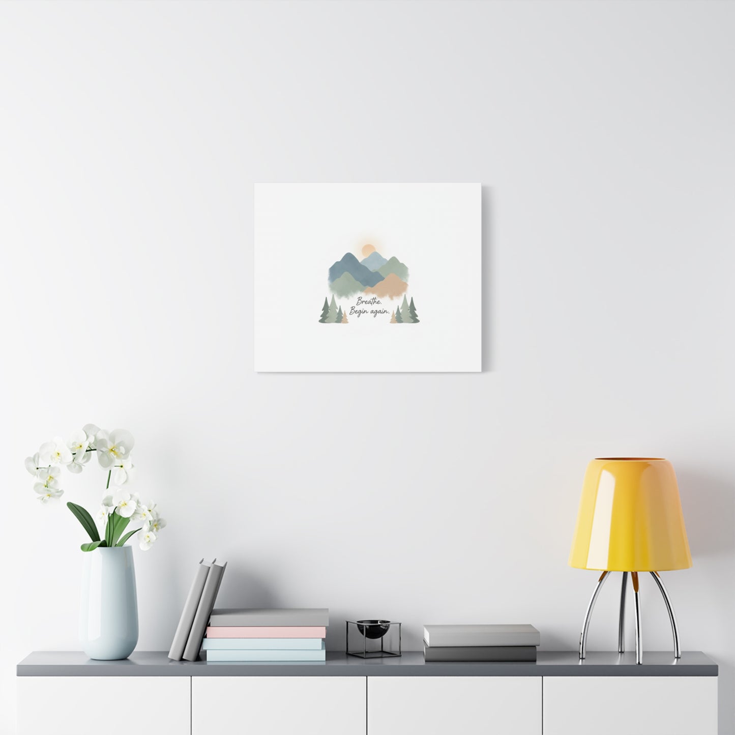 Mountain Print Canvas-breathe and began again-
