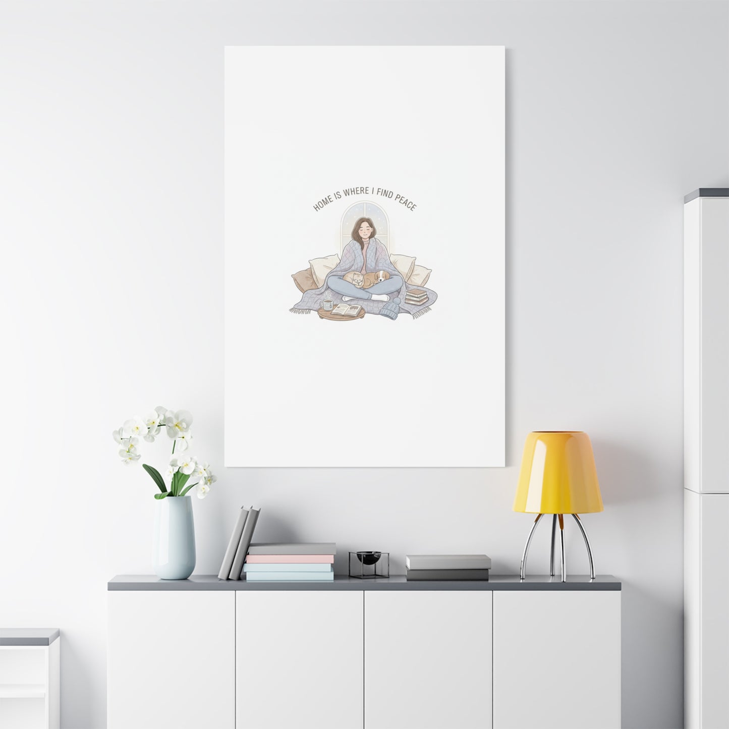 Home Is Where I Find Peace Canvas | Cozy Homebody Wall Art, Introvert Winter