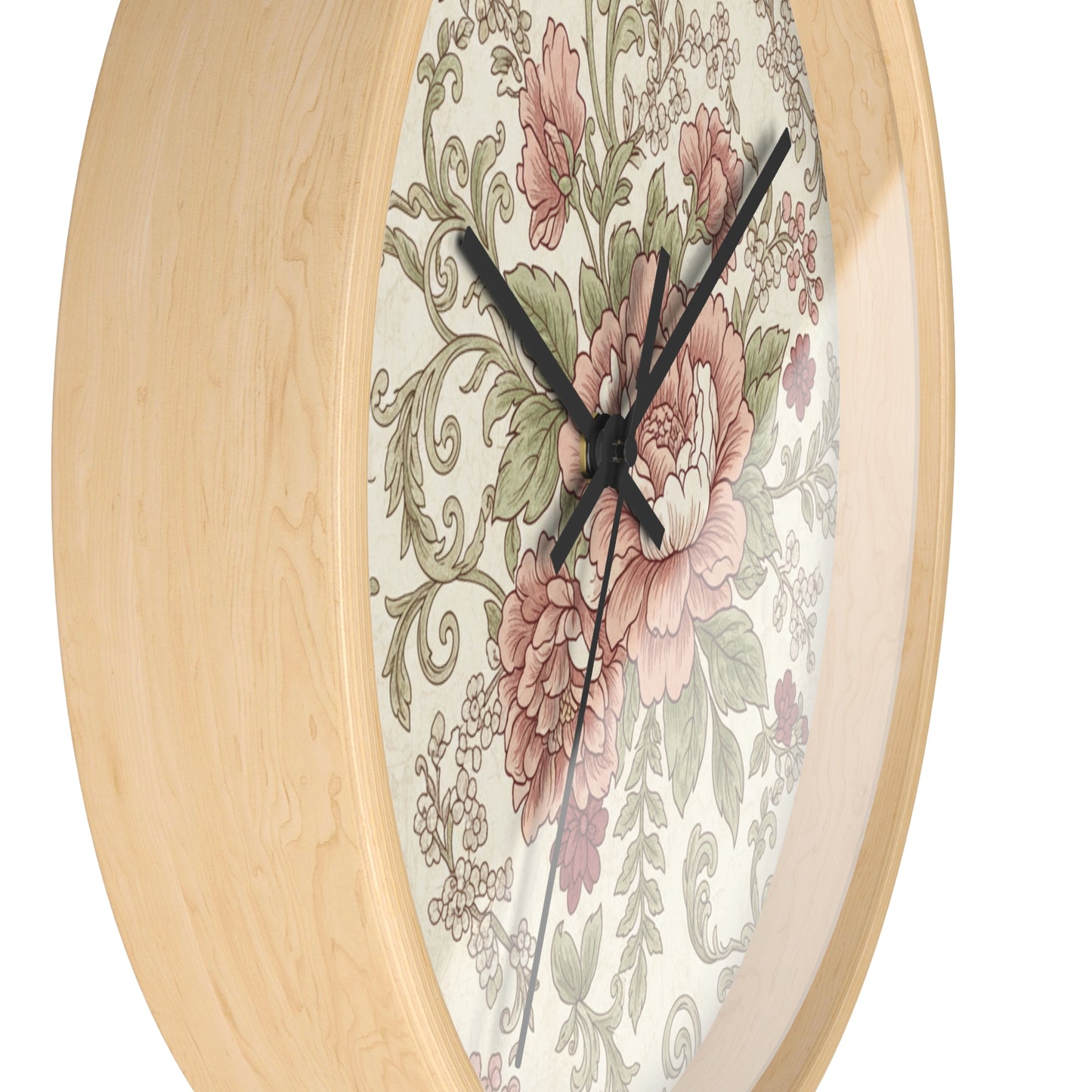 Vintage Floral Wall Clock — Shabby Chic Rose Garden Timepiece