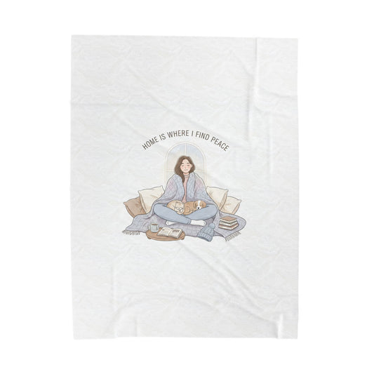 Home Is Where I Find Peace Velveteen Blanket | Introvert Homebody, Cozy Winter